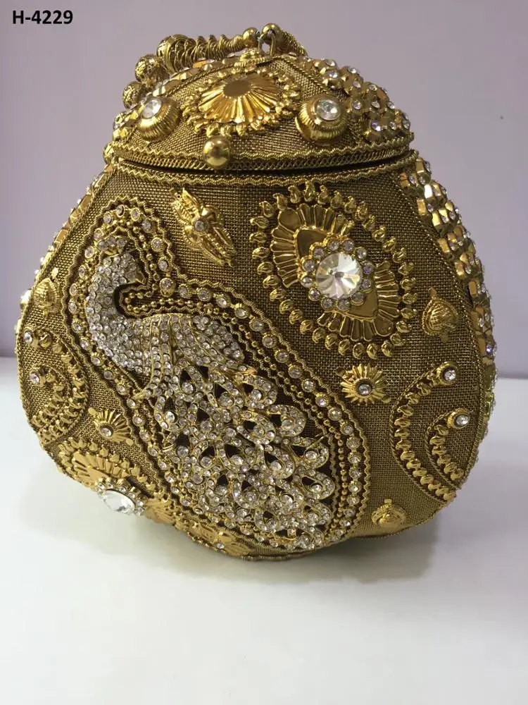 H4216 Handmade Metal Clutch Ladies Gold Or Silver Evening Handbags