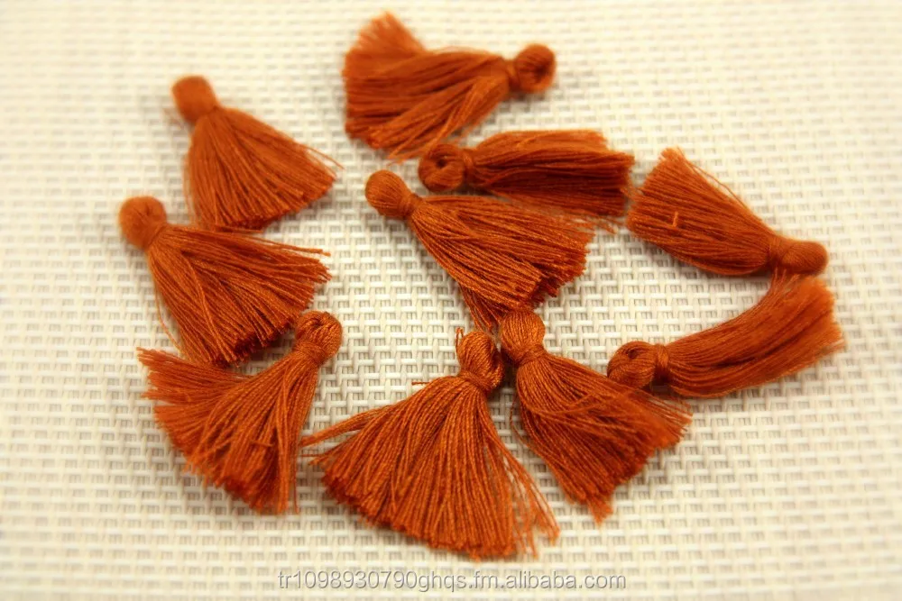 Mini Tassels, 2,5cm Cotton Tassels, Tiny Short Cotton Tassels, Caramel Cotton Tassel, Handmade Mini Tassels, Mini Cotton Tassle