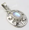 925 Pure Silver Rare RAINBOW MOONSTONE CELTIC Pendant 1 1/4 Inches BIRTHDAY GIFT