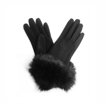 rabbit fur fingerless gloves