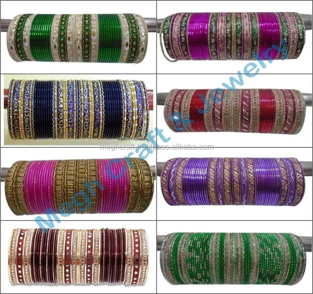 Indian Wedding Bangles Metal Chura Set Bollywood Style Indian Wedding Bangles Metal Chura