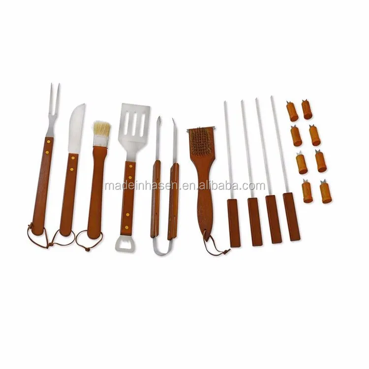 18pc Bbq Spatula With Builtin Bottle Opener,Tongs,Fork,Knife,Basting