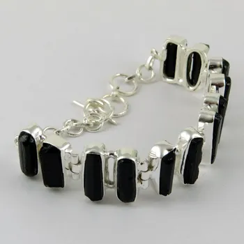 Perfect Fancy Shape Black Tourmaline 925 Sterling Silver Bracelet Perfect Fancy Shape Black Tourmaline 925 Sterling Silver Bracelet Indian Jewelry Exclusive