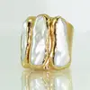 New Silver Color Jewelry Fashion latest pearl silver ring design Finger Rings with Big Single Pearl for Women