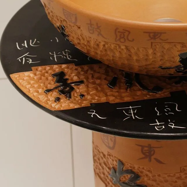 Fábrica Directa Mesa Tocador Arte Baño Lavabo De Cerámica Con Soporte