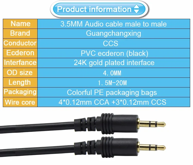 Different Length Multi Function Stereo Sound 3.5mm Aux Audio Cable