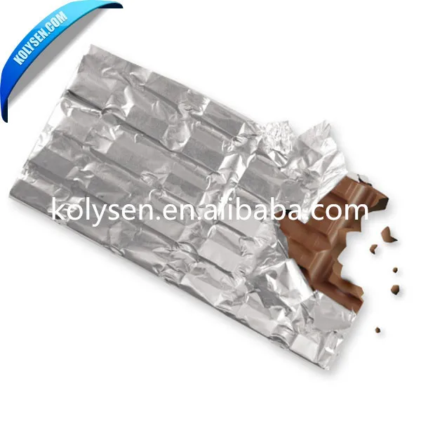 Printed Embossed aluminum foil chocolate foil packaging with paper backing