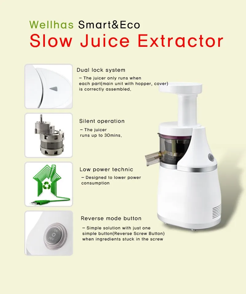 Korean Slow Juicer Patented Mutual Counter Rotation System Function Msj