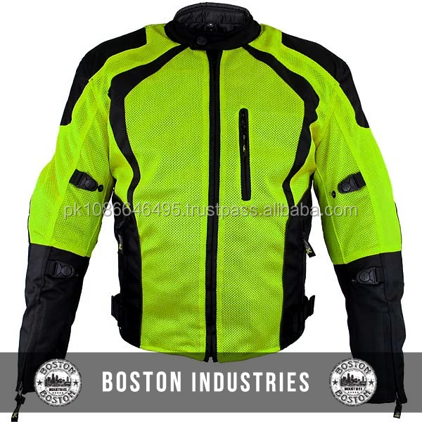 Fluorescent, Large Mens Motorbike Motorcycle Cordura Fabric CE Approved Armoured Waterproof Textile Jacket