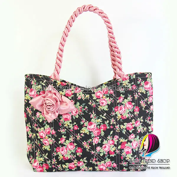 Handbags Vintage Fl Tote Bags With Front Rose Ribbon And Handbags Vintage Fl Tote Bags With Front Rose Ribbon And Twisted Fabric Handle Cloth