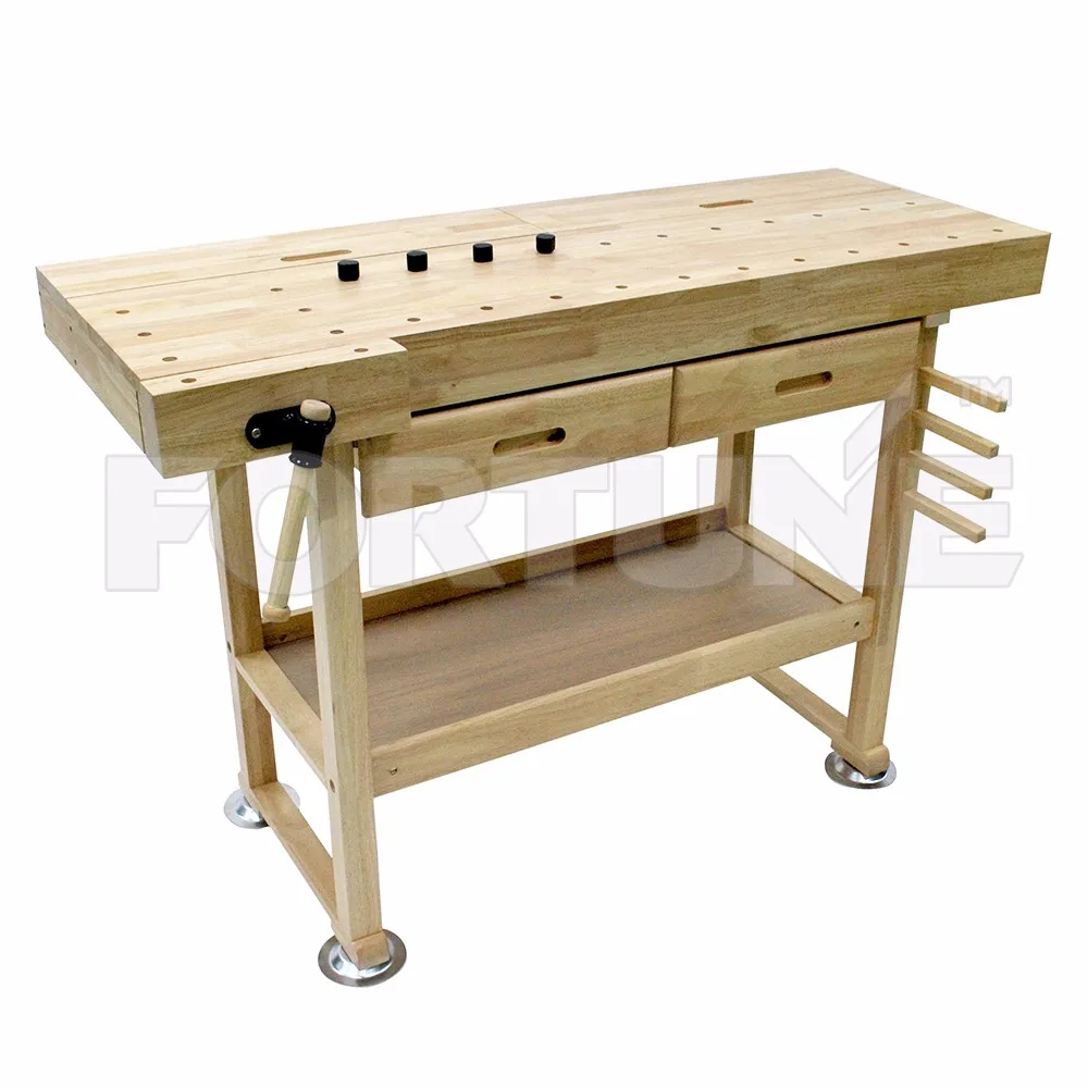 Height Quality Woodworking Wooden Workbench With Drawers 