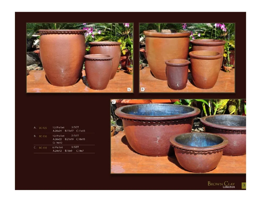 Brown Clay Planter From Vietnam,Dark Clay High Fired( Hg 16 513/2) Buy Clay Pot,Clay Pots