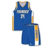 Custom Sublimated Thunder Basketball Uniform made of 100% Polyester Micro Moisture Wicking cool fabric