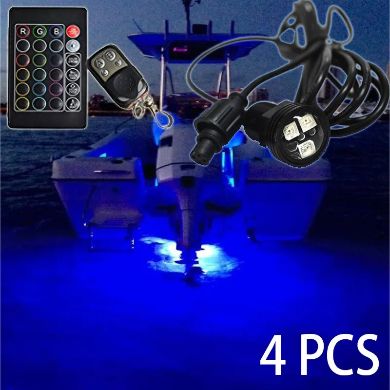 4 PCS led 27w boat light Multi color 12v seawater marine lights/waterproof ip68 led under seawater submarine flood yacht light