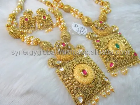 New Arrival Gold Plated Choker Necklace Set Heavy Bridal Gold Plated Choker Necklace Set