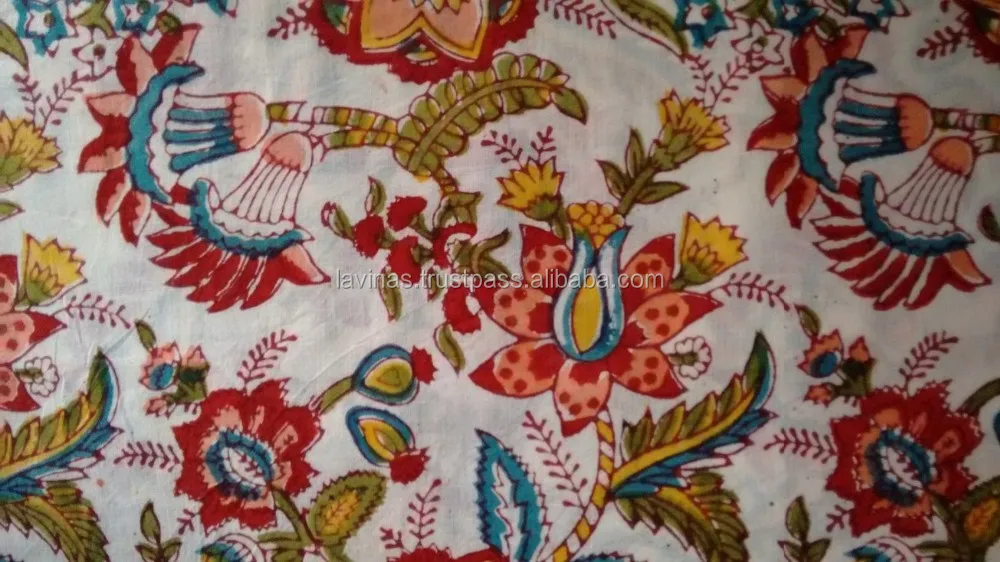 Cotton Block Printed Jaipuri Fabric Floral Sanganeri Jaipuri Yardage