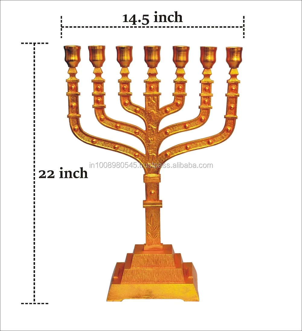 Large 22 Inch Classic Menorah 12 Tribes Of Israel (gold Plated) Buy