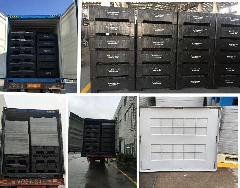 Plastic solid pallet box heavy duty industrial plastic container