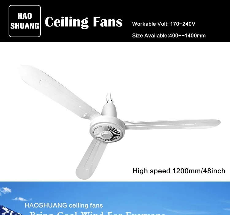 1200mm Large Ceiling Fan Brands 48 Inch Plastic Household Energy