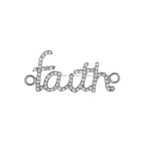 Jewelry Making Supplies 925 Sterling Silver Pave Diamond "Faith" Letter Connector