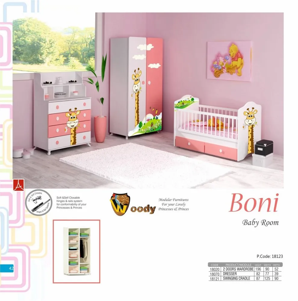 Boni Baby Room Set With Dresser Wardrobe Nightstand Bookcase