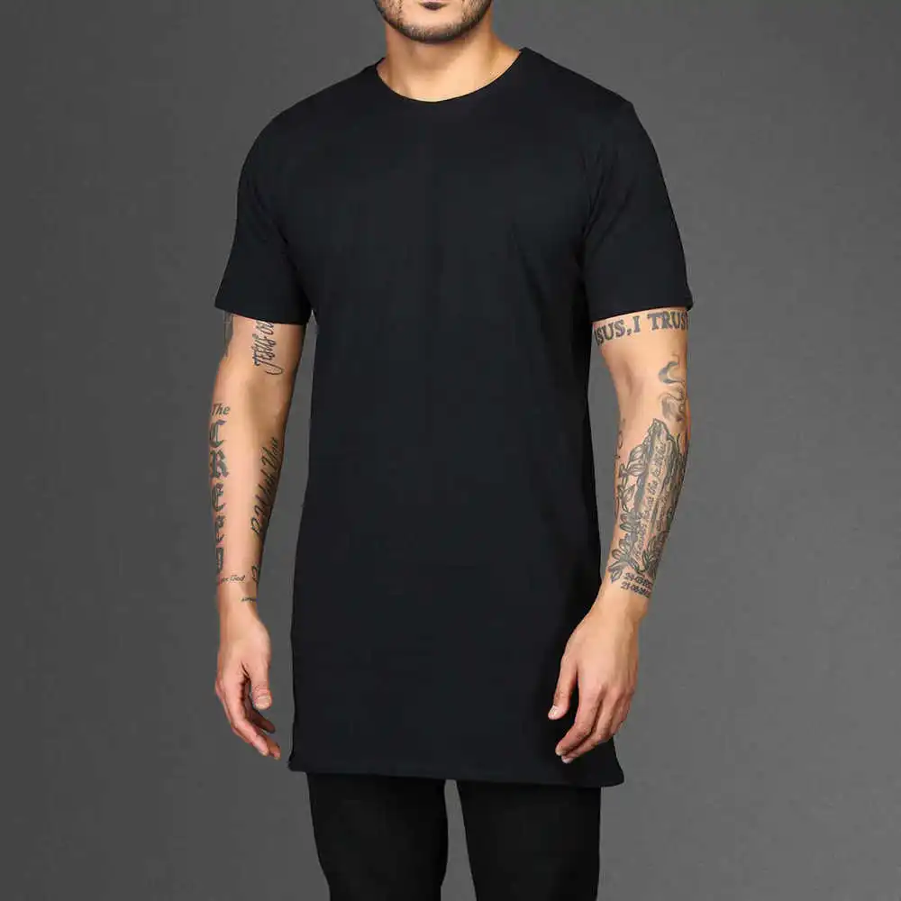 Download The Basic Long Tail Tee Round Neck Plain T Shirt - Buy ...