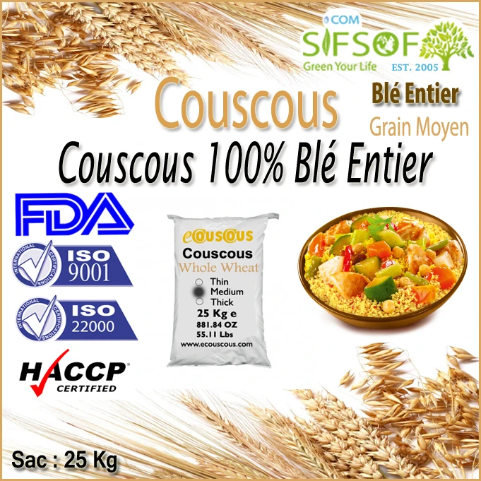 Couscous casher certifié. Couscous avec ISO Certificat. Couscous vente