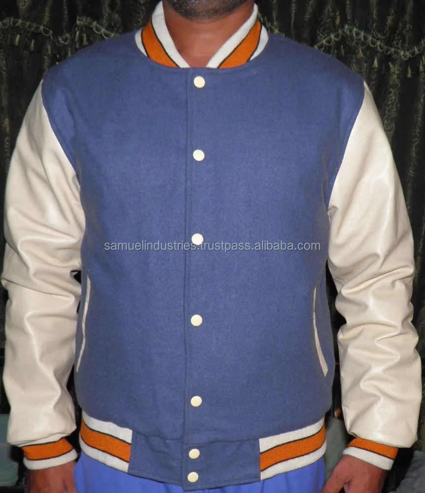 Letterman College American Unisex Varsity Jacket Wool body /& White Real Leather