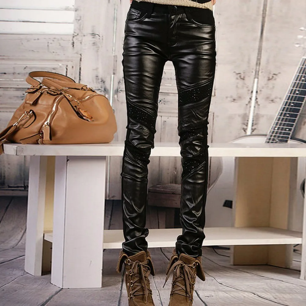 New Women Fashion Leather Pants Baggy Style Leather Pants Female - Buy ...