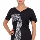 Plain Black Half Sleeves Cotton Women's Top with V- Neck