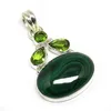 Real Expression Green Malachite_Peridot 925 Sterling Silver Pendant, Silver Jewelry, Gemstone Silver Jewelry