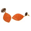 Marquees Shape Hydro Orange Chalcedony and Oval Shape Smoky Quartz Handmade Sterling Silver Earring