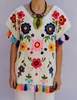 Gorgeous Multicolor Floral White Embroidery Short Caftan/ Short Top Party Wear Dress