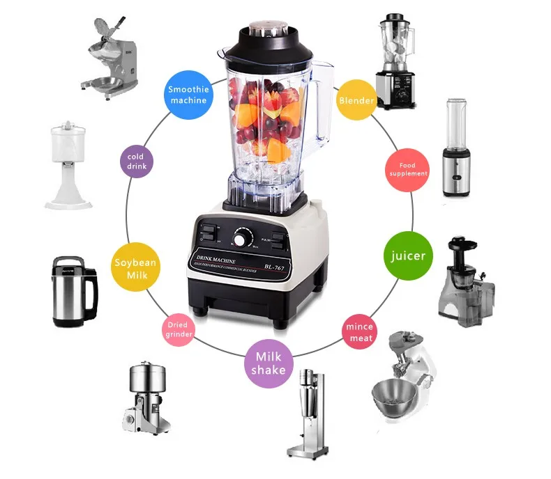 Factory Wholesale 1500w Automatic Commercial Fruit Blender Bottles