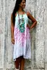 Color Full Gorgeous Look Design Sexy Girl's Rayon Tie & Dye Long Spaghetti Strap Dress