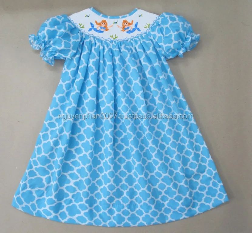 Petit Bebe Baby / Toddler Girls Blue Belle Floral Print Smocked Dress - Bishop main image 1