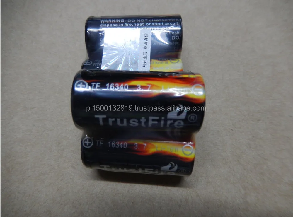 Trustfire 16340 리튬 이온 충전식 배터리 셀 880mah 3.7v Buton 최고 손전등 배터리 - Buy ...