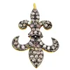 925 Sterling Silver Jewelry Pave Diamond Fleur De Lis Charm Pendant