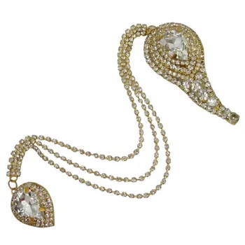 Indian Gold Tone Cz Chain Pin Brooch Wedding Wear Men Broach Indian Gold Tone Cz Chain Pin Brooch Wedding Wear Men Broach Costume Jewelry