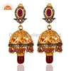Factory High Quality Hot Sell Pave Diamond & Ruby Drop Jhumka Earring, Sterling Silver Ruby Gemstone Jhumka Earring Jewelry
