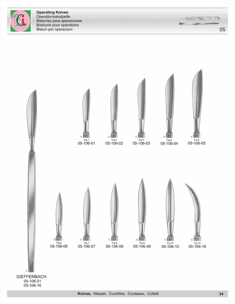 Operating Knives & Surgical Scalpels Dieffenbach Knives Buy Surgical
