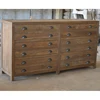 Chest of drawers distressed style with solid reclaimed teak wood brass handle