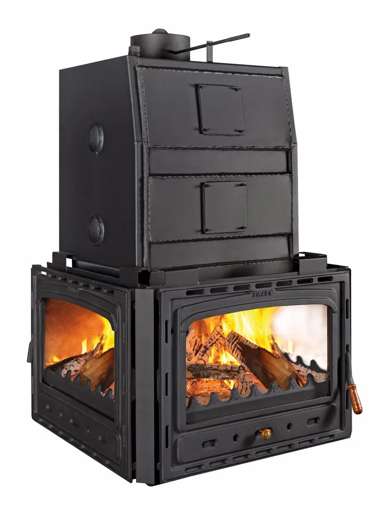 Wood Burning Fireplace Insert For Installation With Water Jacket Boiler Prity 3cw35 Three Sided