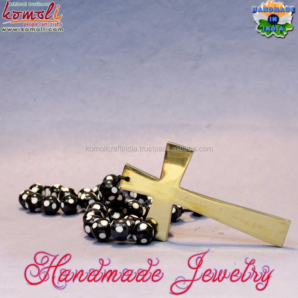 Lulu Cross Rosary - Polka Dot Resin Bead Komoli-20179-BRASS (12).jpg