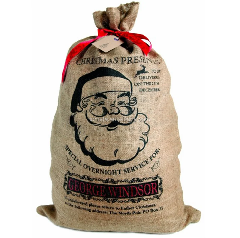 可爱的黄麻麻布圣诞圣诞老人袋礼品袋 - buy 麻袋礼品袋,圣诞礼品袋