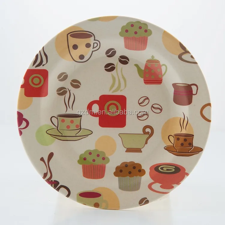 Eco Friendly Biodegradable Bamboo Fiber Melamine Plate Plastic Dessert Dish