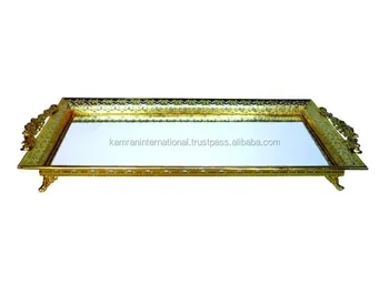 gold serving tray with handles