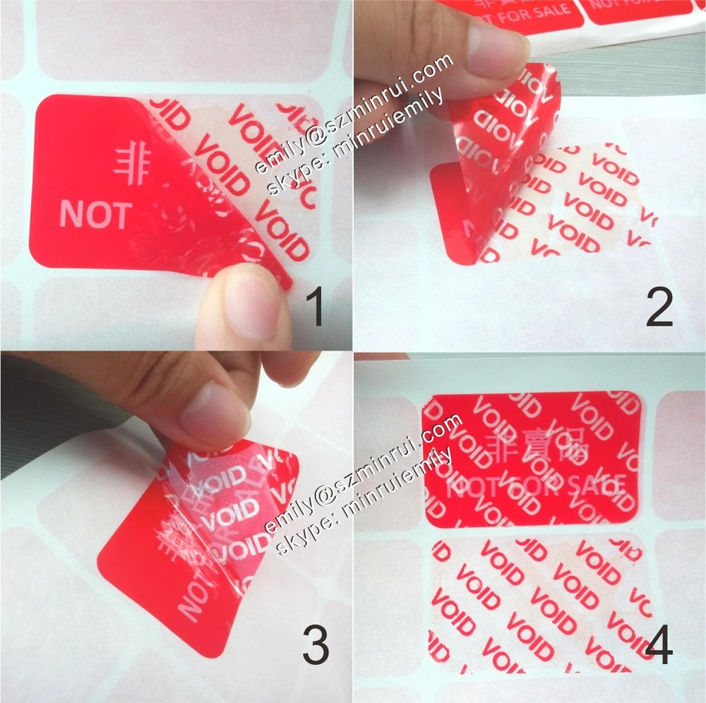 Red 70mm x 12mm Dual-Colour Tamper Evident Security Seal VOID Labels Stickers 