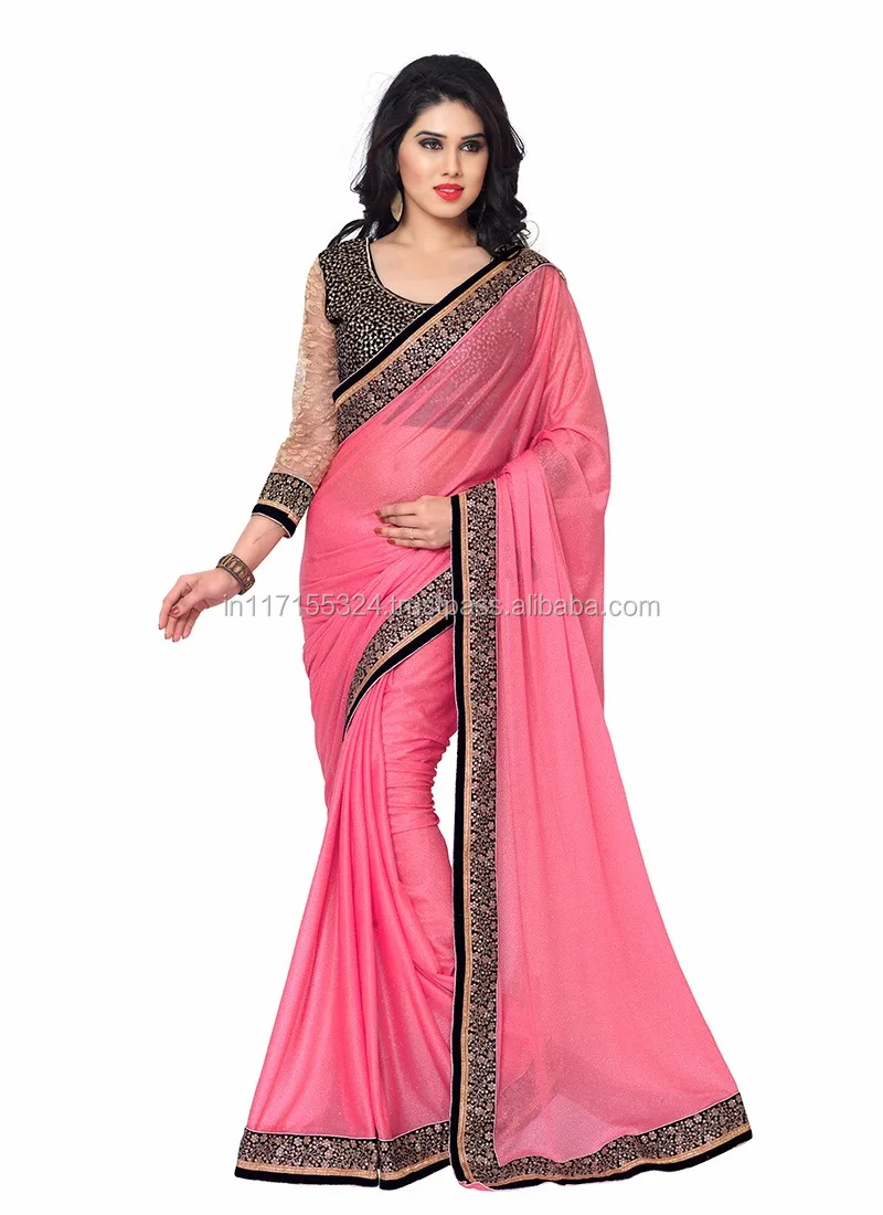 Pink Color Festival Wear Designer Saree - Simple Design Lycra Saree ... Pink Color Festival Wear Designer Saree - Simple Design Lycra Saree ...