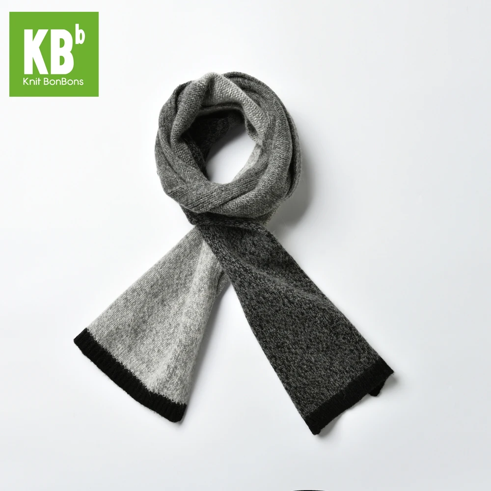 Fashion Custom Made 100% Lambswool Funky Winter Adult Knitted Scarf - Grey